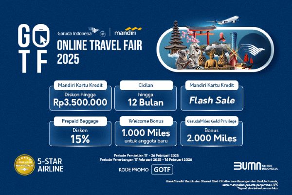 GARUDA INDONESIA ONLINE TRAVEL FAIR,  TAWARAN 68 RIBU KURSI DENGAN HARGA KHUSUS